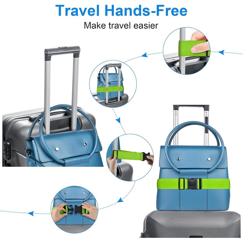 Generic 4 Pack Adjustable Luggage Straps, Fabric Webbing, Secure Cargo,