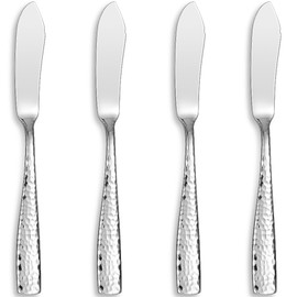 KEAWELL Premium Louis 4-Pc 7-Inch Butter Knives (Silver, Louis Hammered)