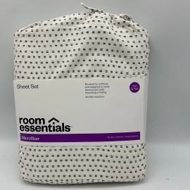 Room Essential Sheet Set Microfiber White Stripe Twin/ XL Twin