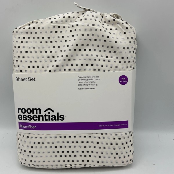 Room Essential Sheet Set Microfiber White Stripe Twin/ XL Twin