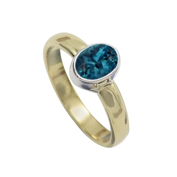 Im Labor gezüchteter blauer Topas-Edelstein- Sterling silber Und Messing Band