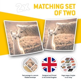 Square Stickers (Set of 2) 7.5cm - Cute Llama Alpaca Mum Baby Laptop Tablet Luggage Scrapbook #12989