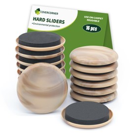 COVERCORNER Furniture Sliders for Carpet 16 PCS - 2 1/2 inch Furniture Moving Slider Chair Legs Floors Protectors Furniture Movers Sliders – Move Your Furniture Easy & Safely(for Carpet) Beige Coffee