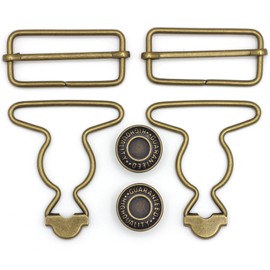 Enosea 4 Sets Overall Buckles Replacement, Metal Overall Suspender Dungaree Buckles with Adjustable Buckle Slider and Buttons (1.5 inch)