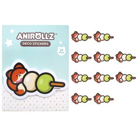 Anirollz Cute Animal Character Diary Scrapbook Decals Jumbo 10 Pieces Deco Stickers : Food Theme (Mochi Foxiroll)