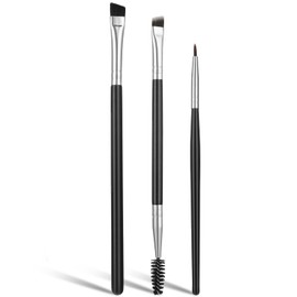 Lusofie 3pcs Eyeliner Brush Set, Professional Eye Makeup Brushes Angled Eyeliner Concealer Brushes Ultra Flat Thin Brush Beveled Eyebrow Brush for Eye Brow Eye Liner Brushes Fine Point