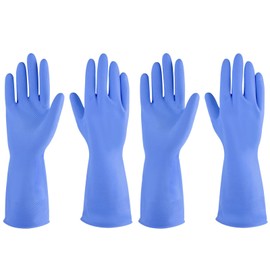 IUCGE Blue XL Rubber Gloves, 4 Pairs, Protective Dishwashing Gloves