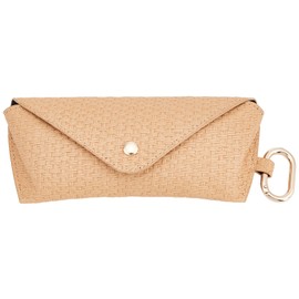 NICENEEDED Straw Mat Patterned Glasses Case, Boho Retro Simple Sunglasses Pouch with Clip Hook, Protective Cortical Pounch for Women Men Travel Vacation