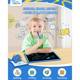 TEKFUN Kids Toys for 3+ Years Old Boys Girls Toddler, 12inch LCD Writing Tablet Erasable Drawing Tablet Writing Pads, Kids Travel Learning Toys Boys Girls Birthday Gifts Age 3 4 5 6 7 (Blue)