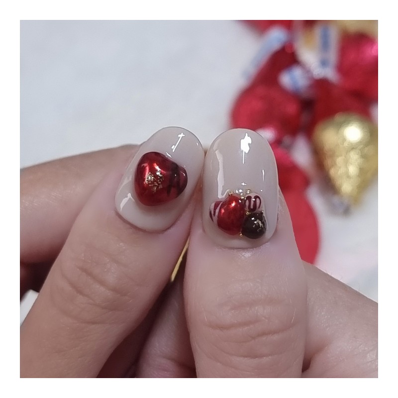 Melted heart handmade nail tip - short oval / 녹아든