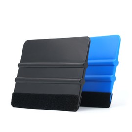 2-Pack Felt Edge Squeegee Tool for Car Vinyl Wrap, Window Tint, & Peel-and-Stick Wallpaper – Bubble Remover with Scratch-Resistant ABS Plastic, Includes Two Replacement Felt Pads (Black Blue)