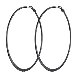 PROSTEEL Women's Flat Hoop Earrings 30 mm/40 mm/60 mm/80 mm Stainless Steel/18 K Gold-Plated Hoop Earrings Large Circle Hoop Earrings Accessory for Women Girls, Metal, No Gemstone