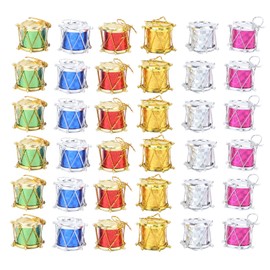 HEALLILY 48pcs Glitter Mini Drum Ornaments Mini Christmas Tree Ornaments Christmas Mini Drums Christmas Tree Hanging Ornaments