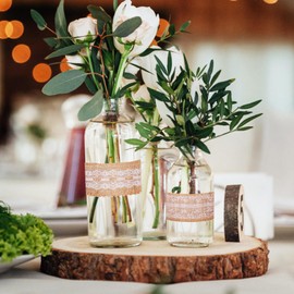 HOODANCOS 5 Rolls Jute Ribbons Lace Craft Ribbon Rustic Ribbons Lace Craft Ribbon Net Hessian Fabric Hessian Ribbon Lace Roll for DIY Sewing Crafts 2M