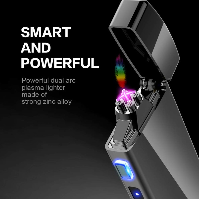 Dual Arc Plasma Lighter with LED Battery Indicator and Box,