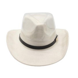 LIDHAY Cowboy Hat for Women Men Felt Wide Brim Cowgirl Hat Western Suede Hats for Cowboys and Cowgirls with Belt Buckle JZ-202 Beige