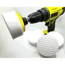 3.5” Drill Powered Magic Sponge Eraser 6 Pieces Kit with Drill Attachment | 25% Thicker Ultra Durable Melamine Cleaning Eraser Pads for Bathroom Kitchen Floors Walls Baseboards Crayon Marker and More