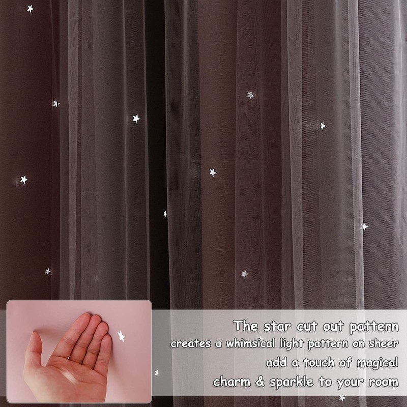 NICETOWN Pink & Grey Ombre Blackout Curtains for Kid Girls