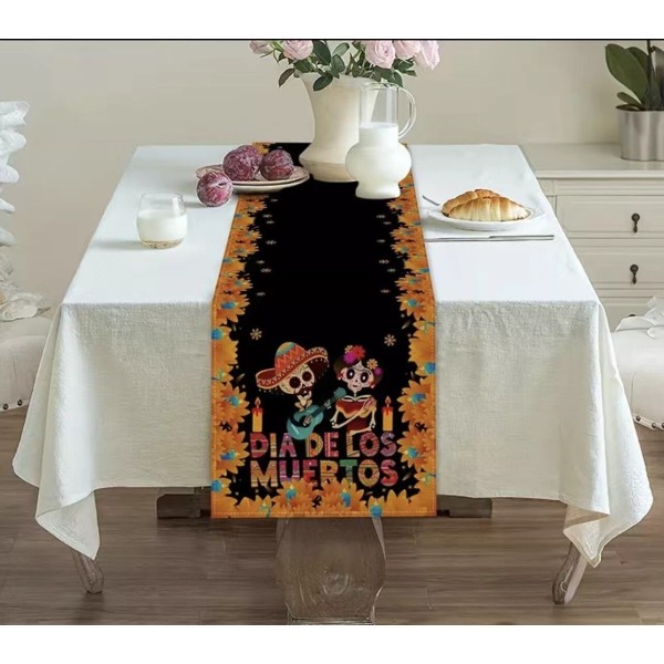 Mexican Day of the Dead Table Runner Mexico Dia De