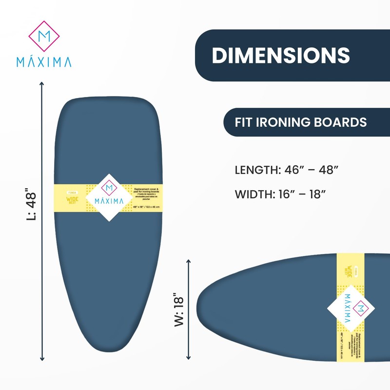 M Maxima, Ironing Board Cover and Pad, Fire-Resistant, Indestructible, Non-Fade