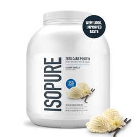 Isopure Zero Carb 100% Pure Whey Isolate Protein Powder, Lactose Free, Gluten Free, With Vitamins, Creamy Vanilla, 25g Protein Per Serving, 4.5 Lbs, 66 Servings (Packaging May Vary)