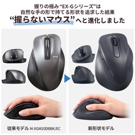 Elecom Wireless Mouse EX-G, 2.4GHz, Silent, M Size, 5 Buttons, "AskDoctors Evaluation Service" Certified, Antibacterial, Black M-XGM30DBSKBK