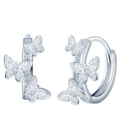 CONILOK Zirkon Schmetterling Ohrringe Silber 925 Creolen Ohrhänger Silber Damen Schmuck Ohrring Kleine Geschenke für Frauen Mädchen Beste Freundin Mutter Geburtstag Hochzeit Weihnachtstag Valentinstag