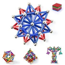 SAYLORDDB 76PCS - Juego de Construcción de Barras y Bolas de Colores, Juguetes de Apilamiento para Niños Adultos, Magic Building Sets, Juego Construcción de Rompecabezas Creativos Regalo