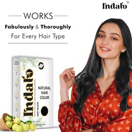 Indalo Natural Hair Color Soft Black | No Ammonia, No Paraben, No PPD, Soft Black Hair Color | Suitable for Men & Women (100g)