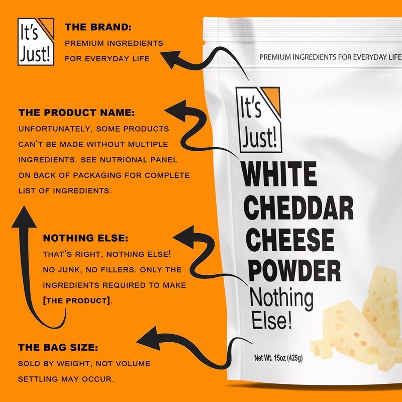 It's Just - White Cheddar Cheese Powder, Traditional Sharp Flavor,