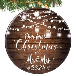 First Christmas Married Ornament 2024, Mr and Mrs Gifts, Wedding Gifts for Couples Unique 2024, Bridal Shower Gift, Just Married Ornaments for Newlywed,Bride