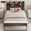 Elephance Twin Bed Frames with Charging Station and Storage Headboard,