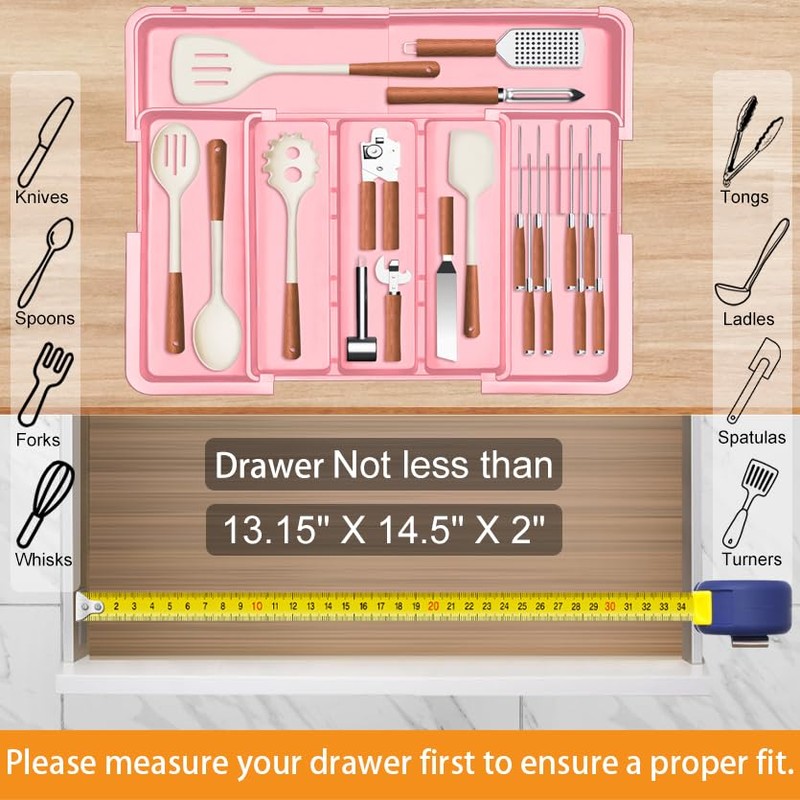 Homecor Utensil Drawer Organizer for Kitchen, Expandable Silverware Organizer Cooking
