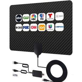 4K TV Antenna for Local Channels - HD Amplified Digital HDTV Indoor Antenna with Signal Booster - 360° Long Reception Antenna Support All Types TV