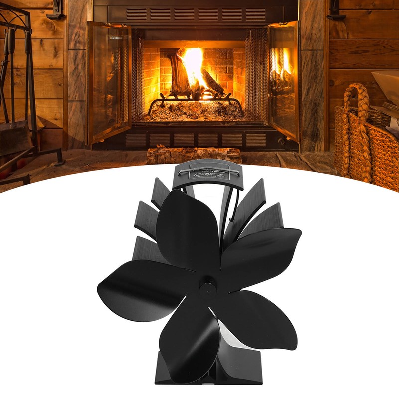 Stove Fan Heat Powered Low Noise Aluminium Alloy 5 Blade