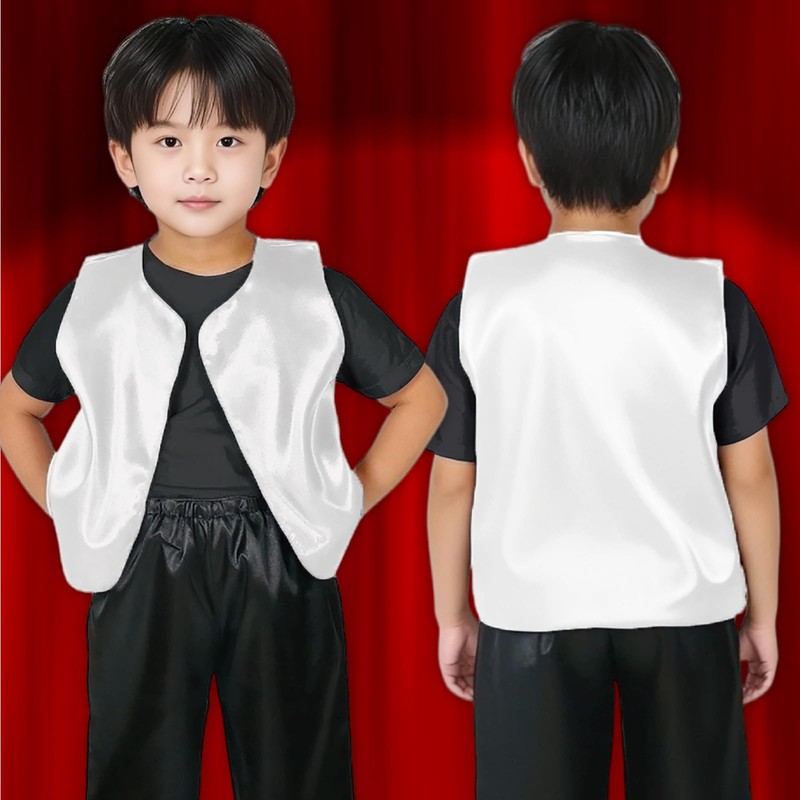 Artec Recital Kids Costume Soft Satin Vest White J Size