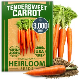 HOME GROWN Tendersweet Carrots Seeds Pack (Daucus carota subsp. sativus) - 3000 Non-GMO Heirloom Carrot Seeds for Planting Outdoors - High-Germinating Vegetable Seeds for a Lush Garden