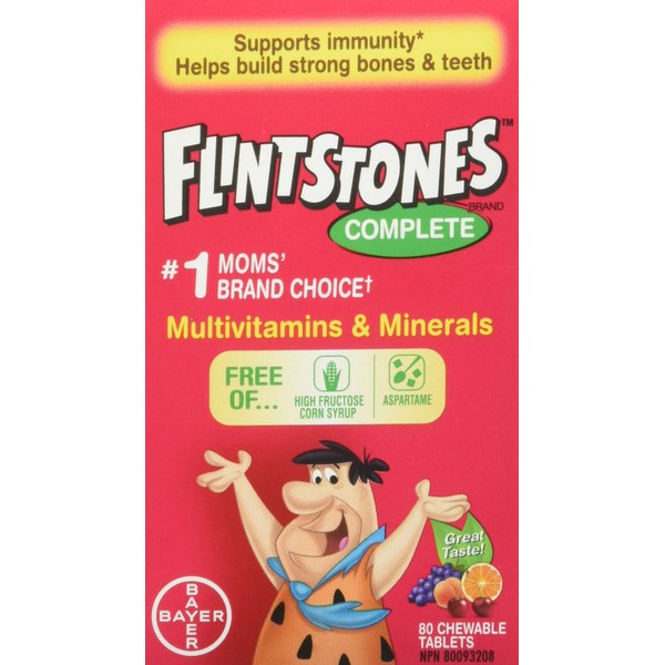 FLINTSTONES Complete Chewable Multivitamin for Kids, Aspartame-Free, with Vitamin A,