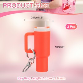 PATIKIL Mini Cup Keychain, 2 Pcs Lip Balm Holder Mini Tumbler Key Chains Cute Decor Keychain Charm for Backpack Handbag Purse, Orange