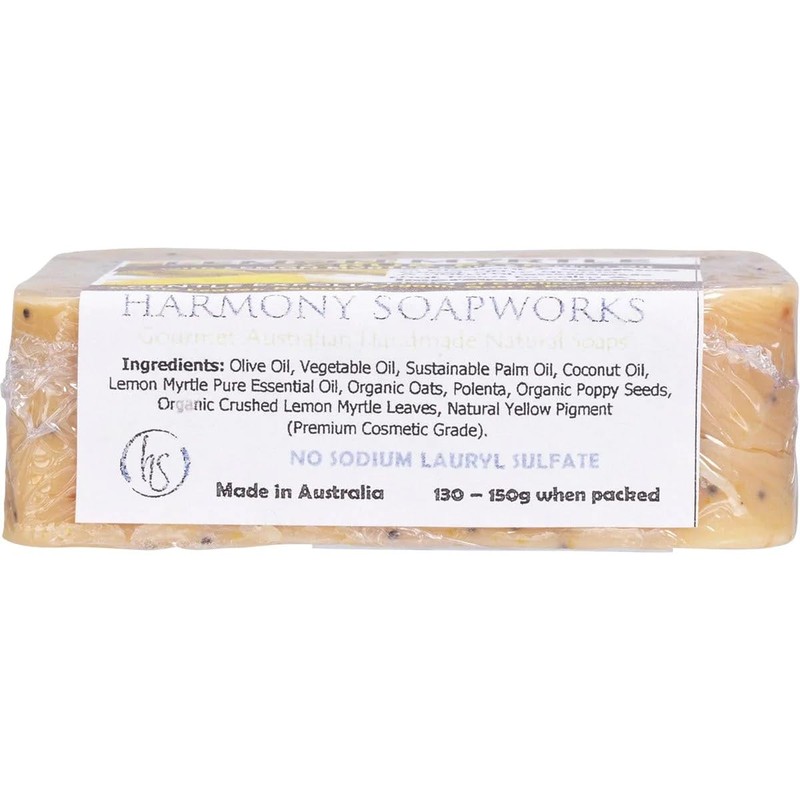 Harmony Soapworks Lemon Myrtle Soap Scrub Bar, 140 Grams