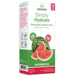 SWANSON Simply Hydrate Electrolyte Mix - Sugar-Free Watermelon Flavor - 8 Packets | Advanced Electrolyte Blend | Convenient On-The-Go Solution