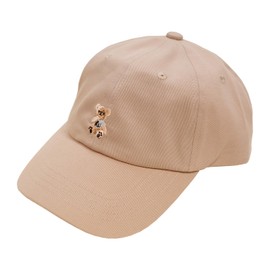 Happy Beans! Cute Cap Hat, Kids, Elementary School Students, Embroidery Design, Available in 5 Colors (Lavender, Black, Beige, Pink, Cream), beige