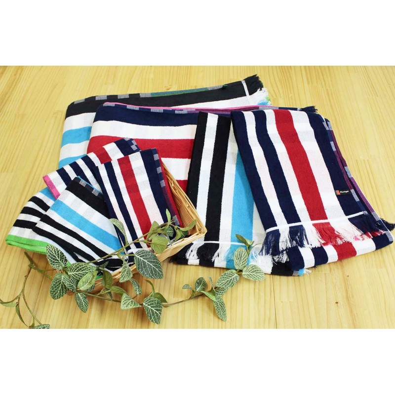 Bath Towel Porto White & Check Blue 60x120cm BE700301 Made