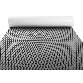 FOCEAN Boat Flooring - EVA Foam Decking Marine Mat Sheet Self-Adhesive Carpet, Suitable for Motorboat RV Yacht Kayak Surfboard, 94.5''x 23.6'', Grey & Black Lines (TS-C113-2)