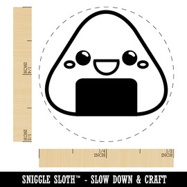 Kawaii Cute Onigiri Rice Ball Self-Inking Rubber Stamp Ink Stamper for Stamping Crafting Planners - 1/2 Inch Mini - Purple Ink