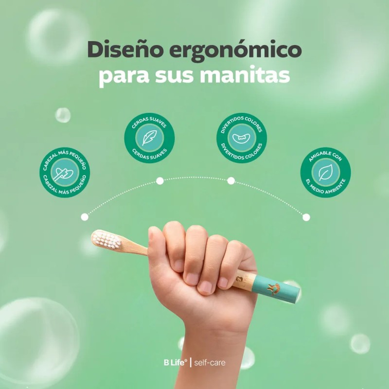 Kit 6 Cepillos Dentales De Bambú Suaves Para Niños. B