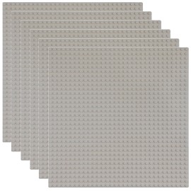 Minizfigs Classic Baseplate Compatible w/ Major Brands | 10" x 10" | 6 PCS 32x32 - Light Gray