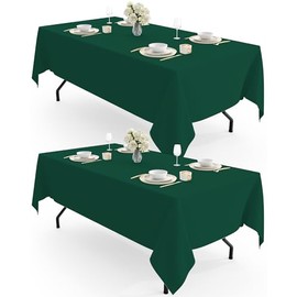 Pureegg Rectangle Table Cloth 60" x 102" – Durable Polyester Tablecloth Offers Reusable & Washable Protection, Ideal for Outdoor Party, Picnic, Wedding, Banquet and Birthday, 2 Pack, Hunter Green