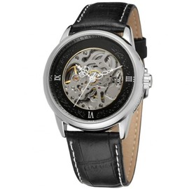 FORSINING Hollow Automatic Mechanical Waterproof PU Leather Band Men Watch