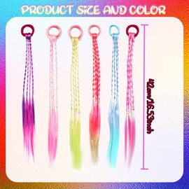 12 Pieces Coloured Hair Extensions for Girl,Kids Hair Extensions Girls Hair Extensions Braids,Rainbow Hair Extensions Girls Hair Decor,Hair Accessories for Girls Party Birthday Party Performance